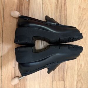 Camper Black Leather Woman’s Heel Loafers Moccasins